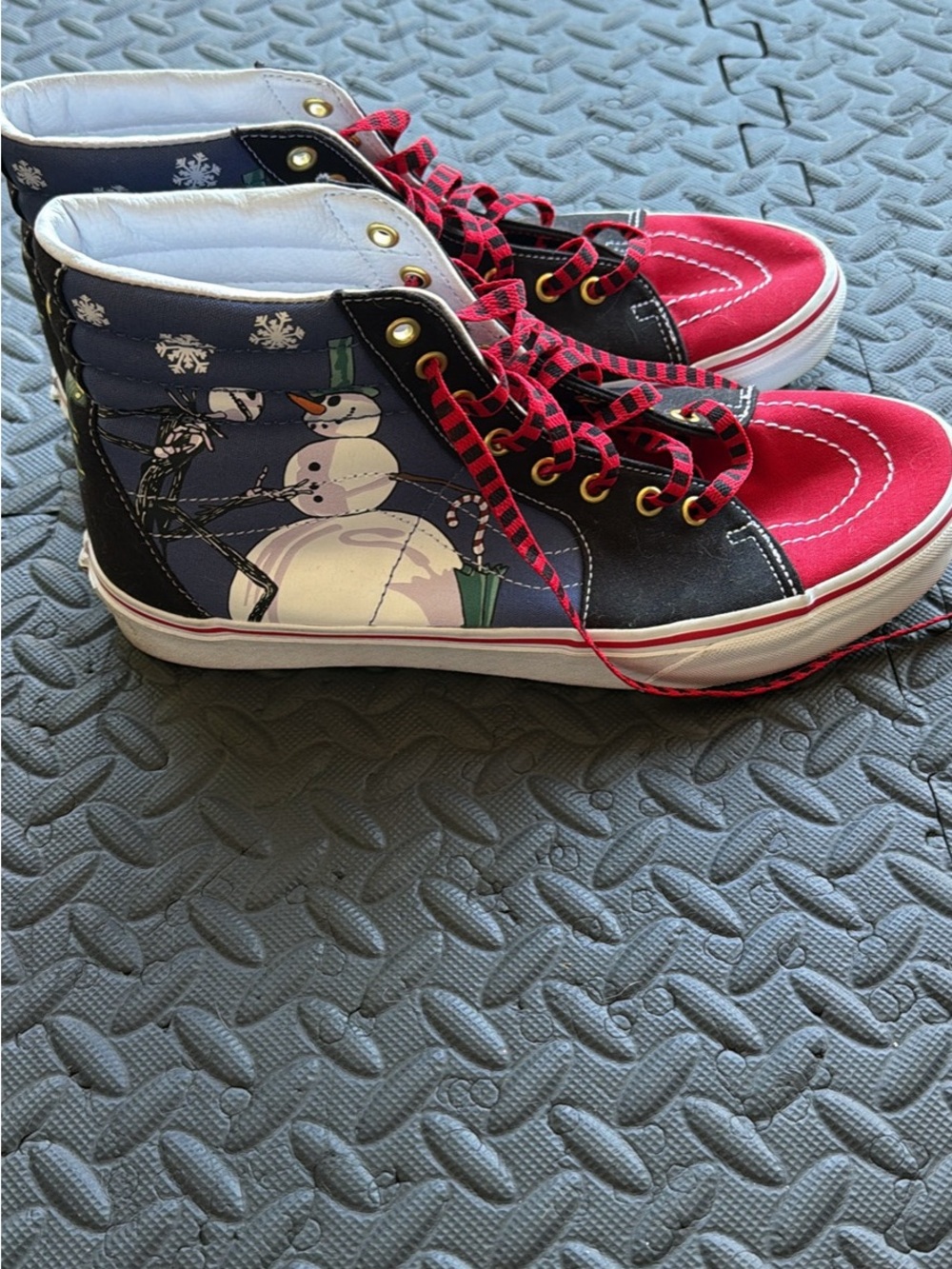 Vans High-Top Snowman Canvas Sneakers in Black and Red